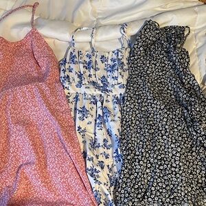 Floral Print Dresses in Pink, Blue, and Black